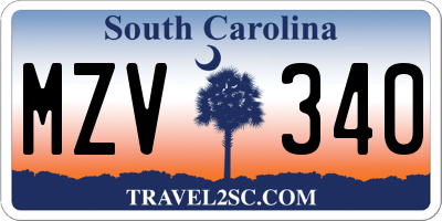 SC license plate MZV340