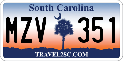 SC license plate MZV351