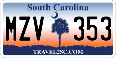 SC license plate MZV353