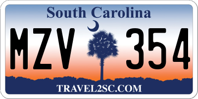 SC license plate MZV354