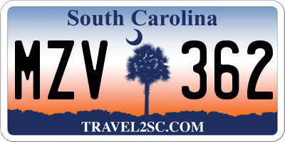 SC license plate MZV362