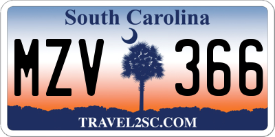 SC license plate MZV366