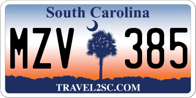 SC license plate MZV385