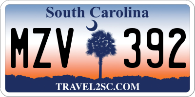 SC license plate MZV392
