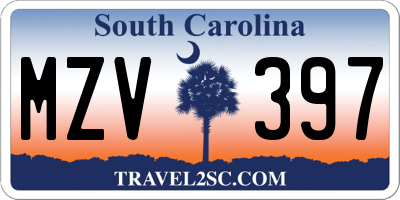 SC license plate MZV397