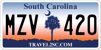 SC license plate MZV420