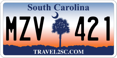 SC license plate MZV421