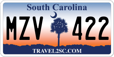 SC license plate MZV422