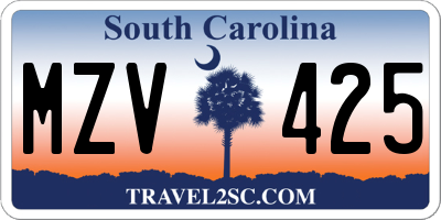 SC license plate MZV425