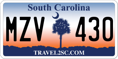 SC license plate MZV430
