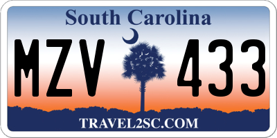 SC license plate MZV433
