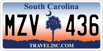 SC license plate MZV436