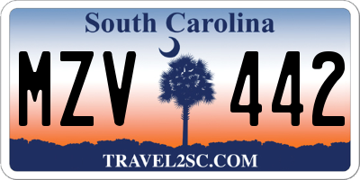 SC license plate MZV442
