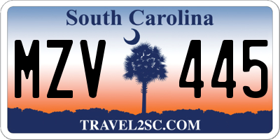 SC license plate MZV445