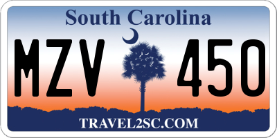 SC license plate MZV450