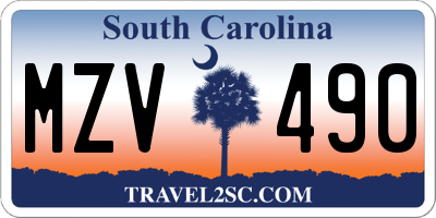 SC license plate MZV490