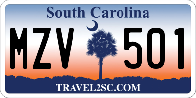 SC license plate MZV501