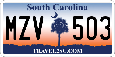 SC license plate MZV503