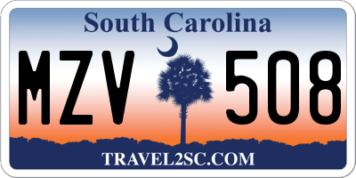SC license plate MZV508