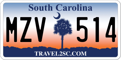 SC license plate MZV514