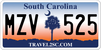 SC license plate MZV525