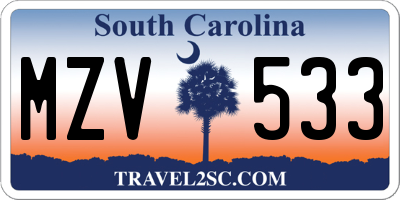 SC license plate MZV533