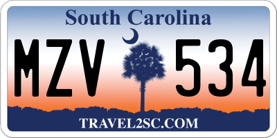 SC license plate MZV534