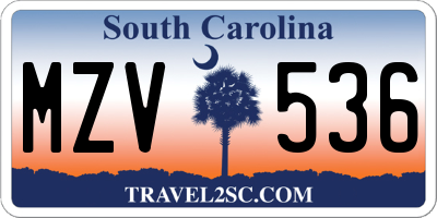 SC license plate MZV536