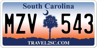 SC license plate MZV543