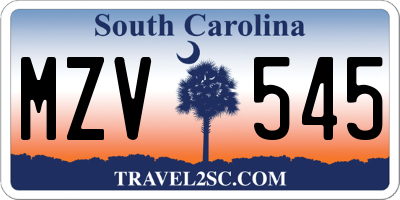 SC license plate MZV545