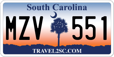 SC license plate MZV551