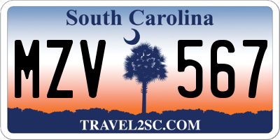 SC license plate MZV567