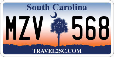 SC license plate MZV568