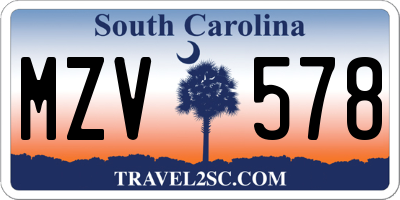 SC license plate MZV578