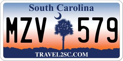 SC license plate MZV579