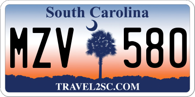 SC license plate MZV580