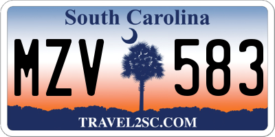 SC license plate MZV583