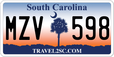 SC license plate MZV598