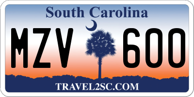 SC license plate MZV600