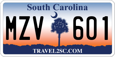 SC license plate MZV601