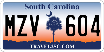 SC license plate MZV604
