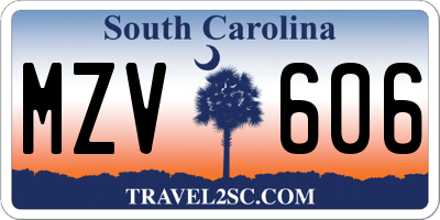 SC license plate MZV606