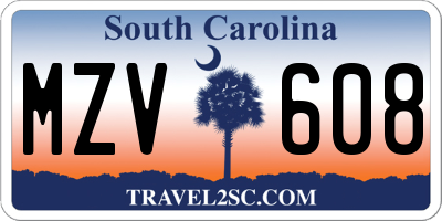 SC license plate MZV608