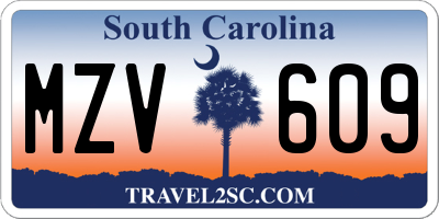 SC license plate MZV609