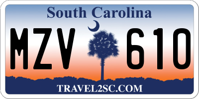 SC license plate MZV610