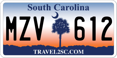 SC license plate MZV612