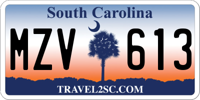 SC license plate MZV613