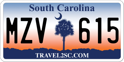 SC license plate MZV615