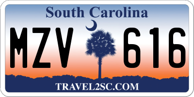 SC license plate MZV616