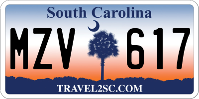 SC license plate MZV617